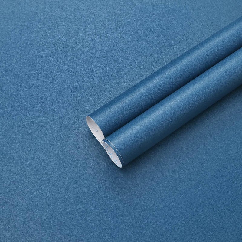Ismoon Blue Wallpaper Modern Solid Color Peel and Stick Wallpaper Cobalt Blue Contact Paper Pure Textured Removable Self-Adhesive Wall Paper for Bathroom Cabinets Decor Vinyl 17.7inx197in - Image 1